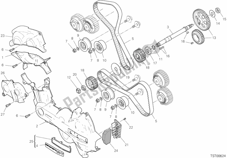 All parts for the Timing System of the Ducati Multistrada 1260 S Touring Brasil 2020